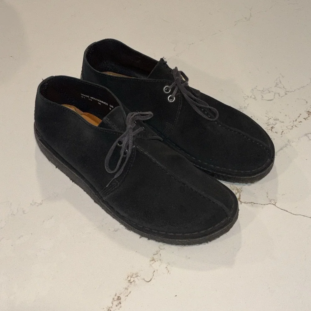 CLARKS Originals Men's 9.5 M Black Suede Desert Trek Oxford Lace Up